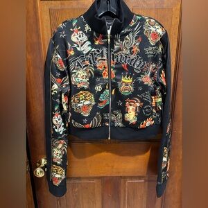 Ed Hardy crop new black track jacket tattoo